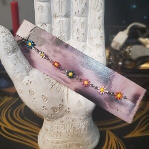 Handmade Silver Colorful Flower Bracelet